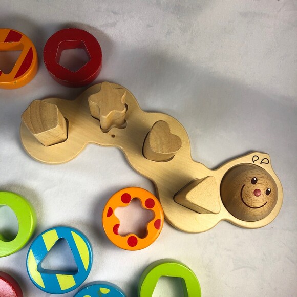 ELC Shape Sorting Caterpillar Wooden Puzzle - Picture 5 of 8